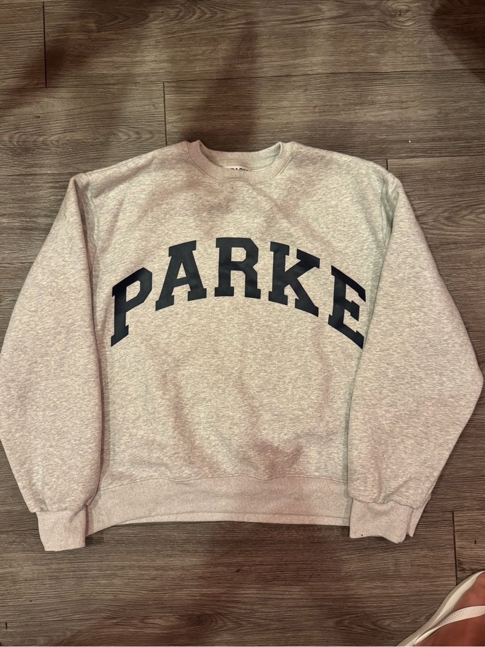 Parker Grey Crewneck Sweatshirt with Navy Lettering